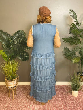 Dress It Up Raw Hem Denim Maxi Dress