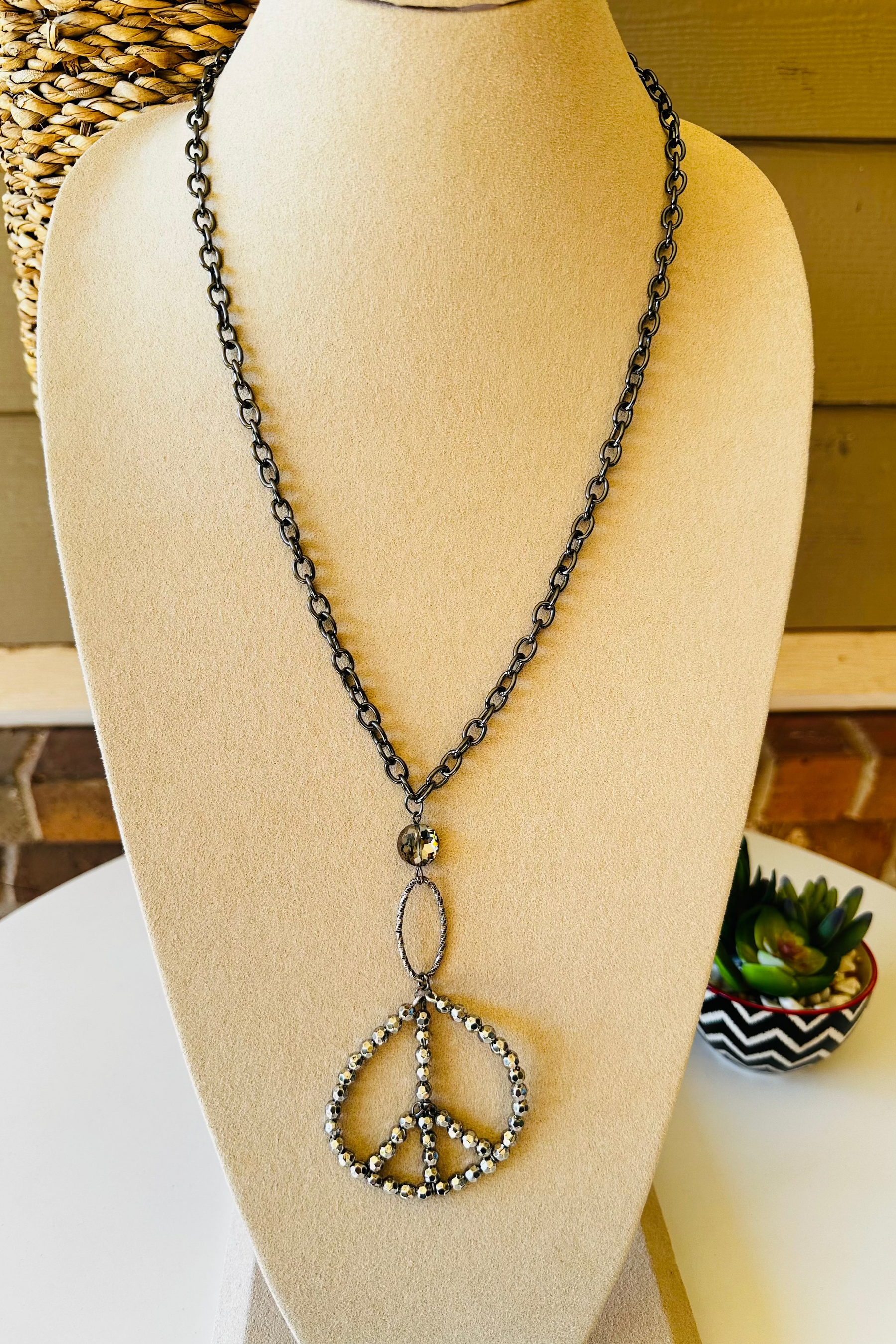 Beaded Peace Necklace - N057SI