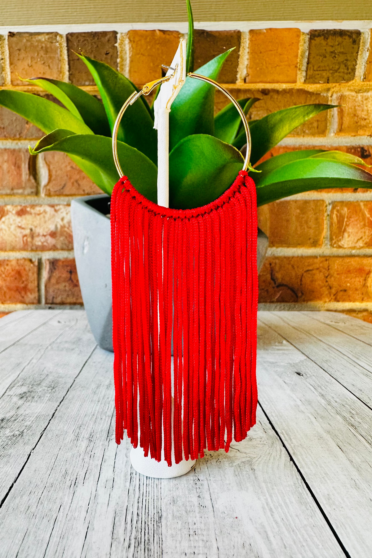 Long Fringe Tassel Hoop Earrings - E007 (11 Colors)