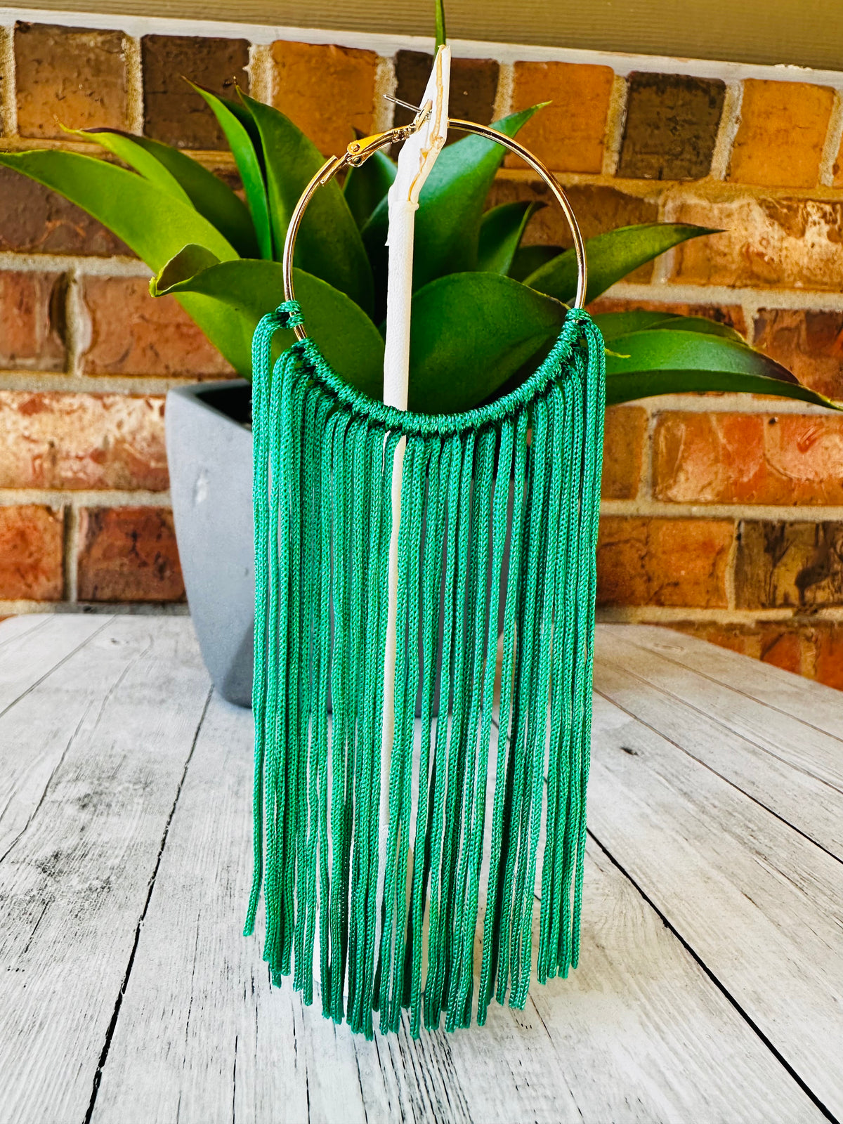 Long Fringe Tassel Hoop Earrings - E007 (11 Colors)