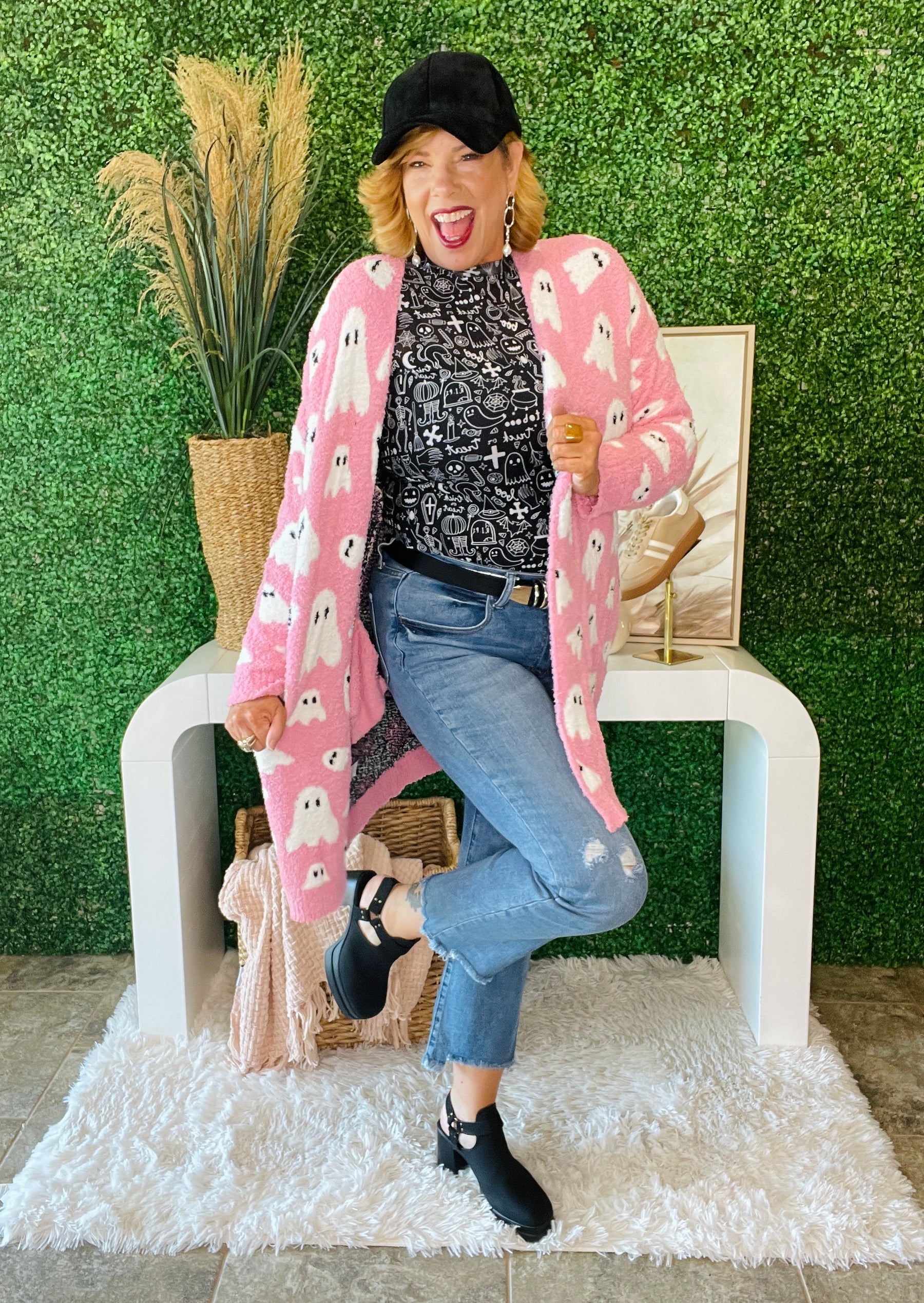 Pink Ghost Halloween Cloud Cardigan - OT001PK