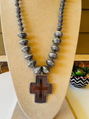 Antique Silver Cross Necklace - N056AS