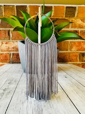Long Fringe Tassel Hoop Earrings - E007 (11 Colors)