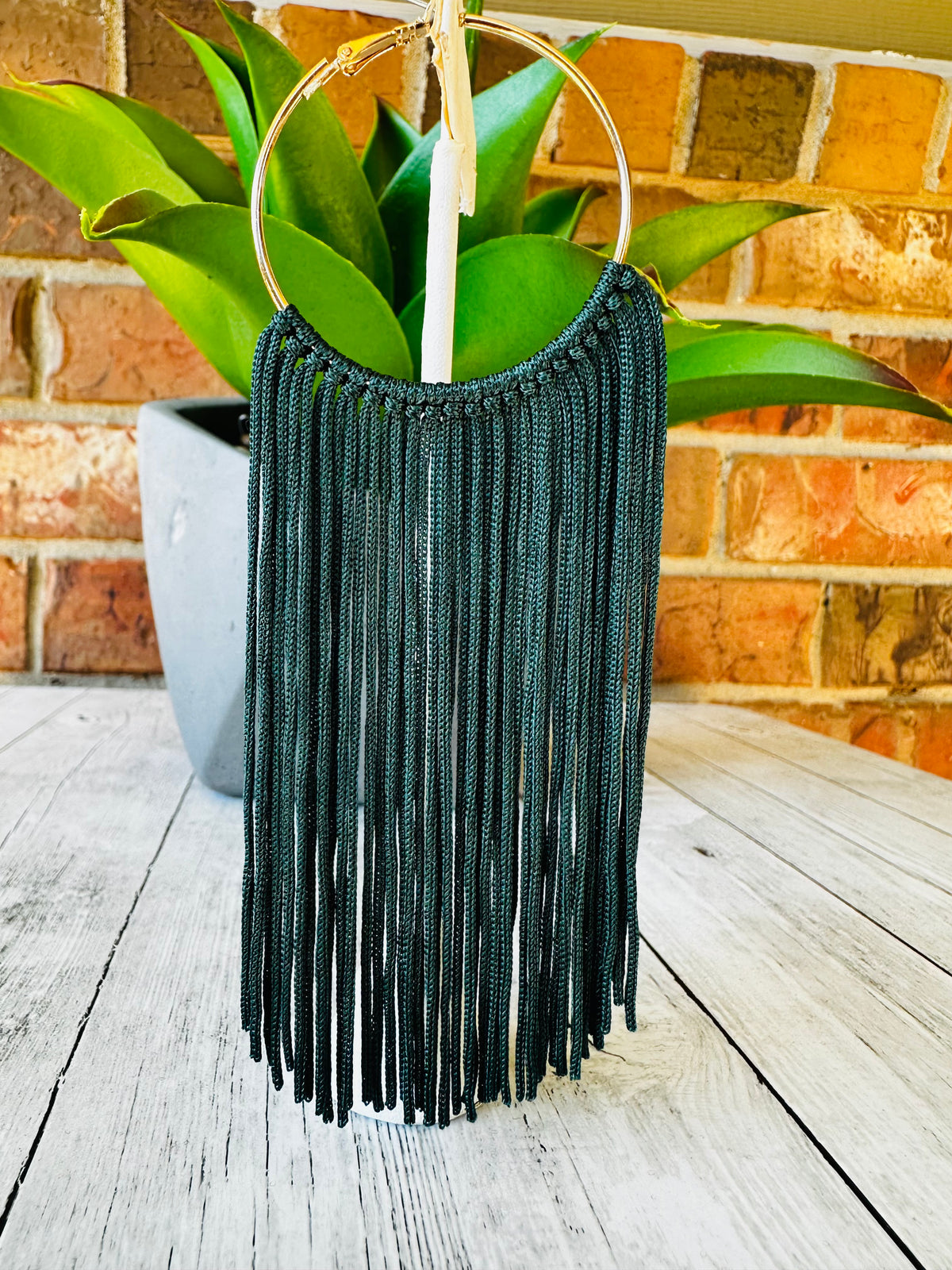 Long Fringe Tassel Hoop Earrings - E007 (11 Colors)