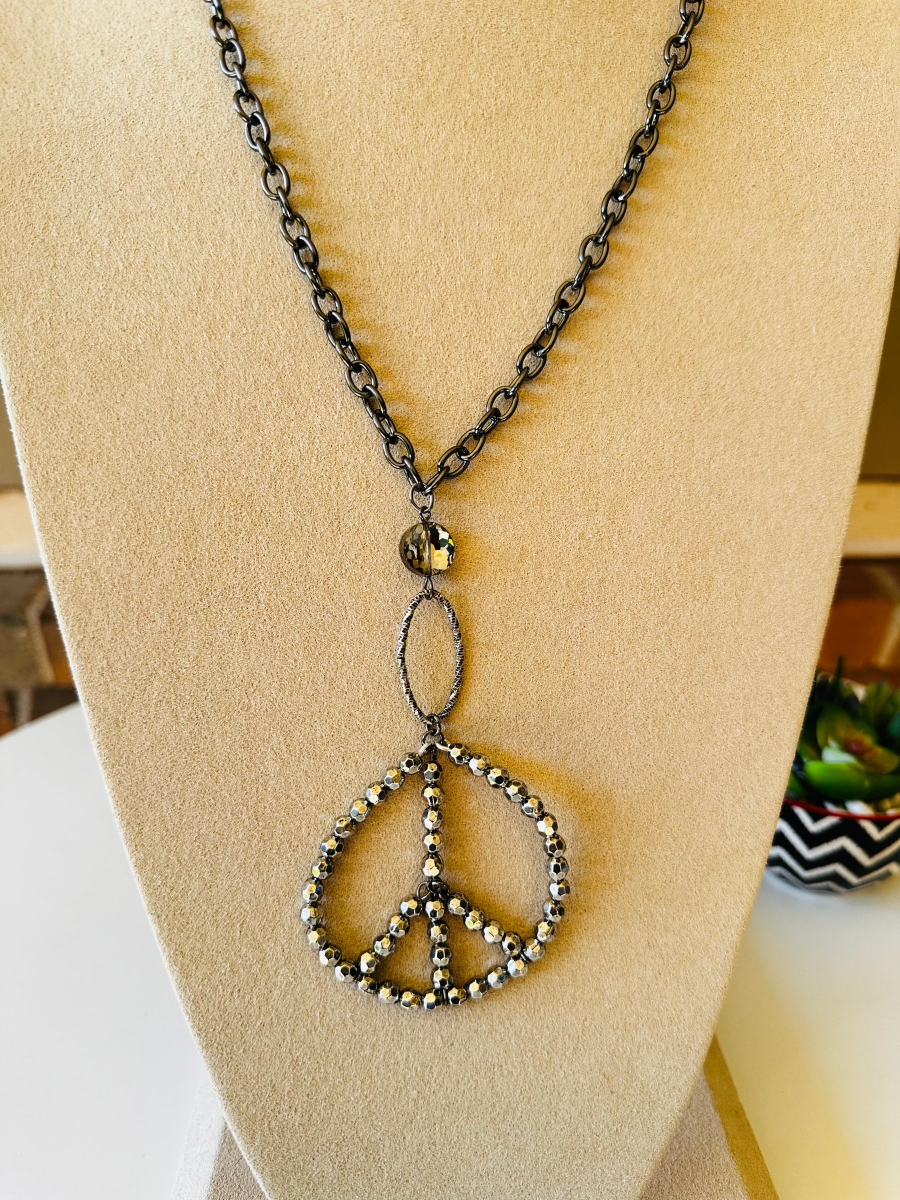 Beaded Peace Necklace - N057SI