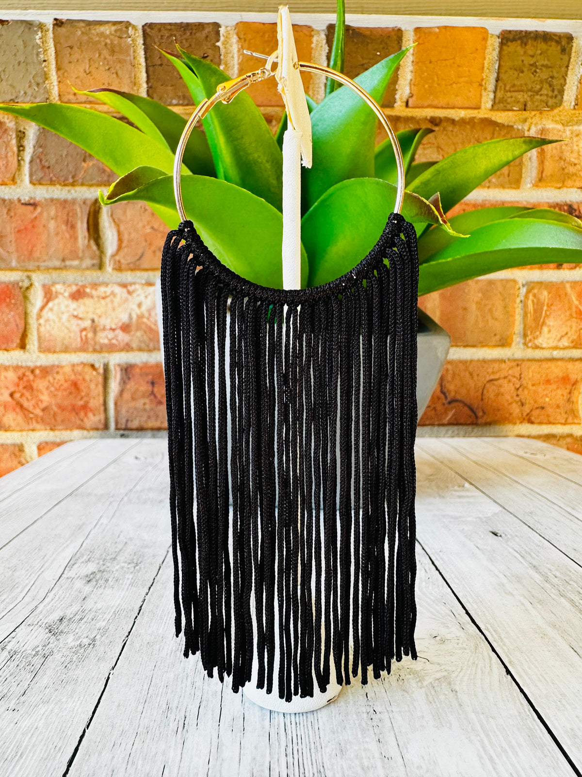 Long Fringe Tassel Hoop Earrings - E007 (11 Colors)