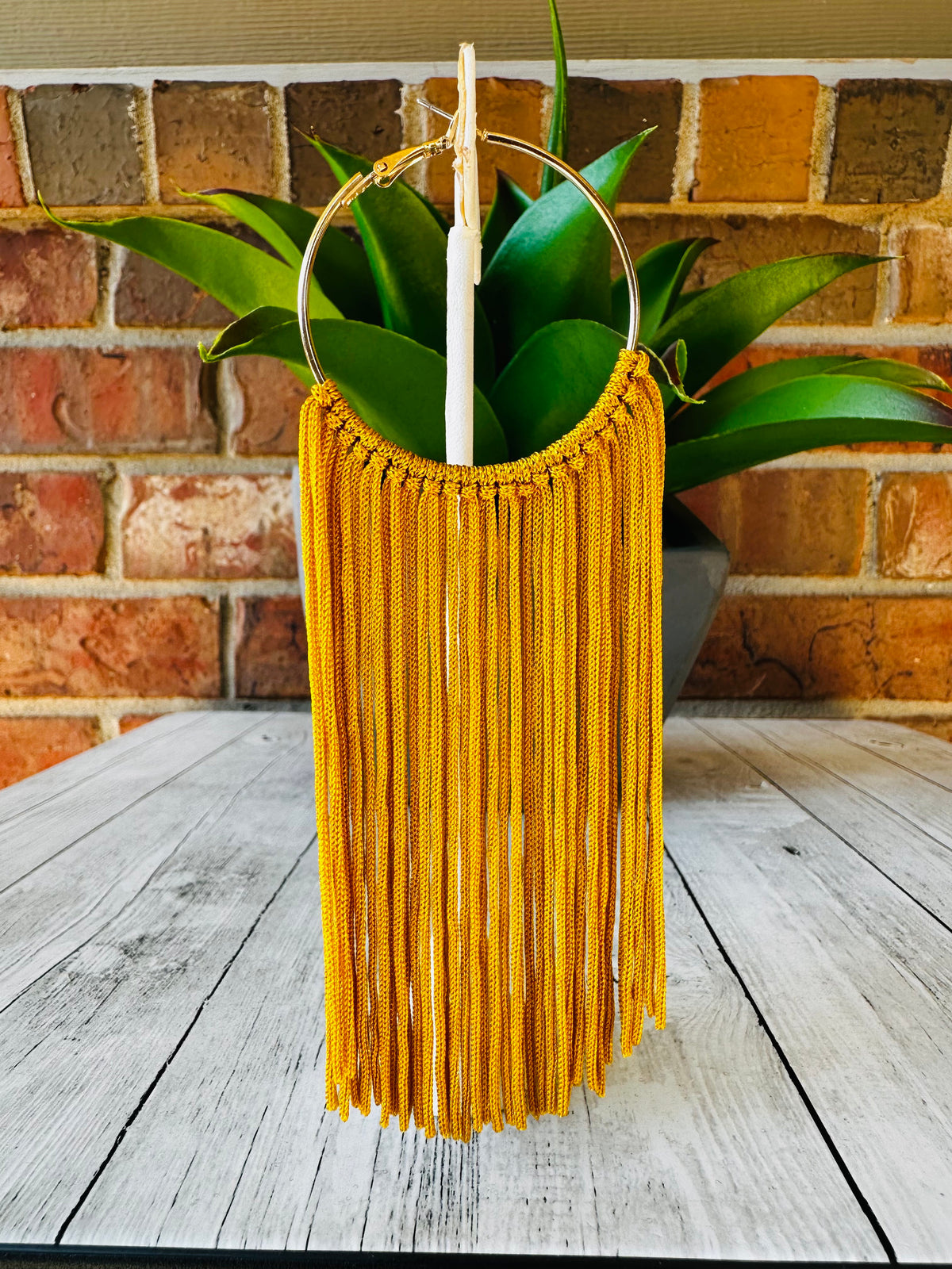 Long Fringe Tassel Hoop Earrings - E007 (11 Colors)