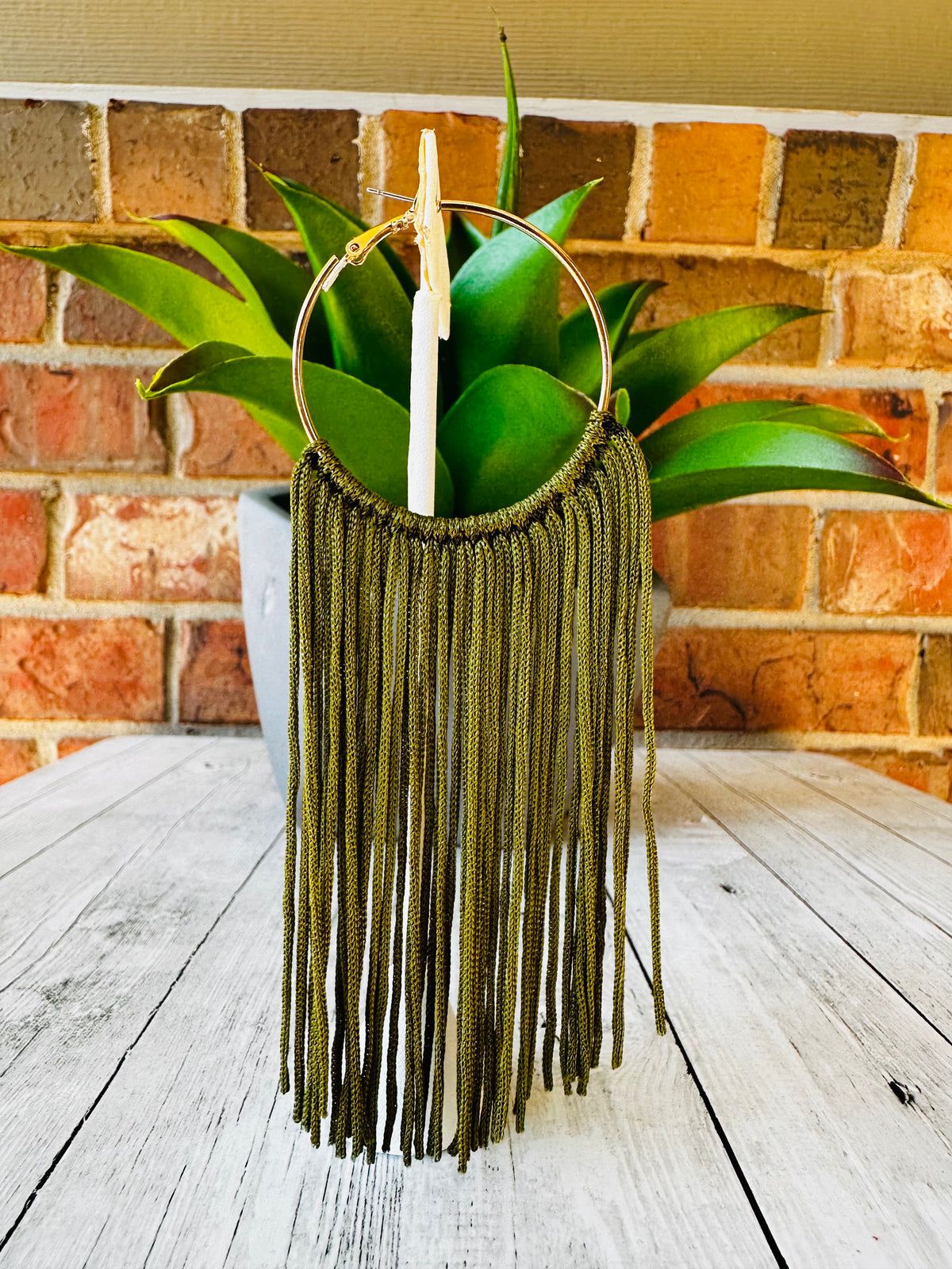 Long Fringe Tassel Hoop Earrings - E007 (11 Colors)