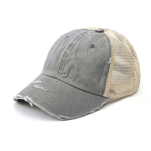 Distressed Messy Bun Hat Cap (8 Colors)