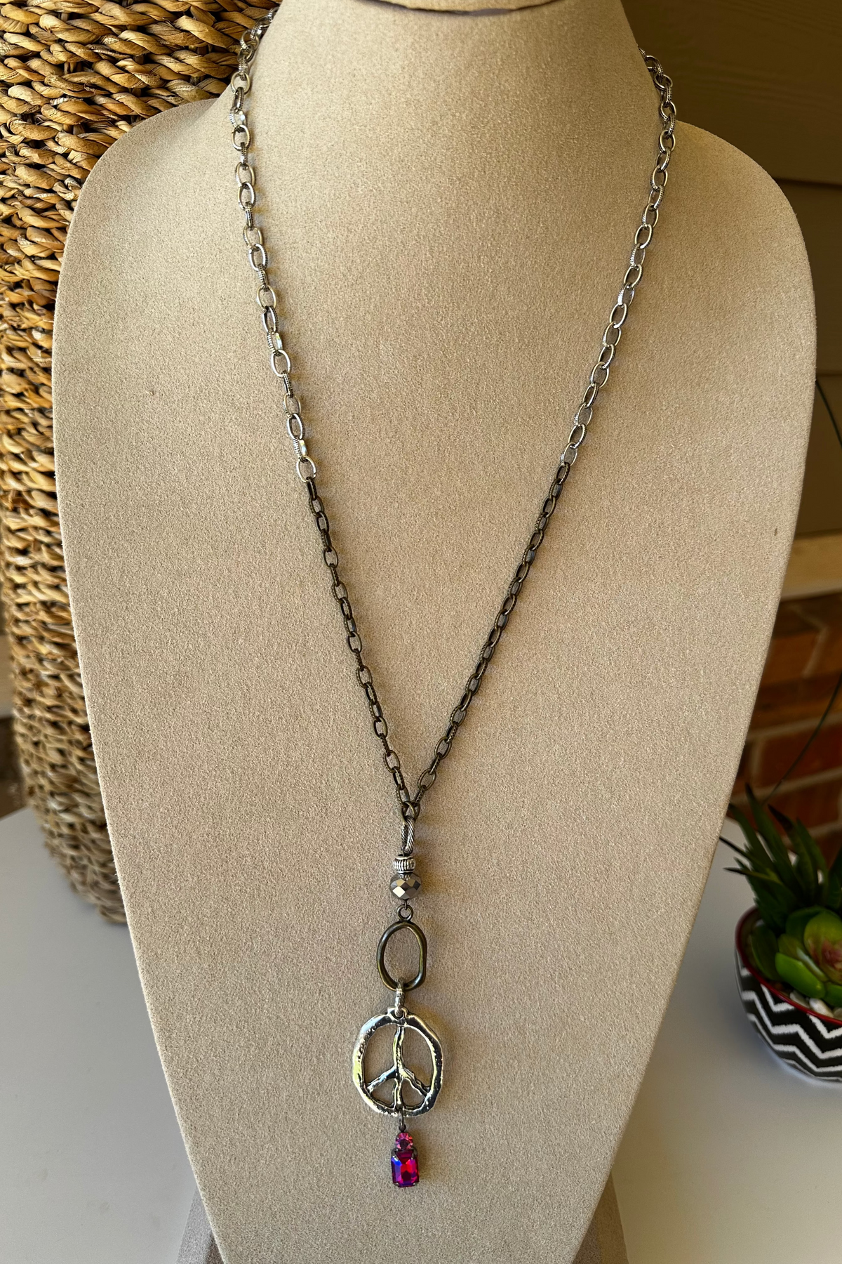 Mixed Chain Peace Necklace - N042SI