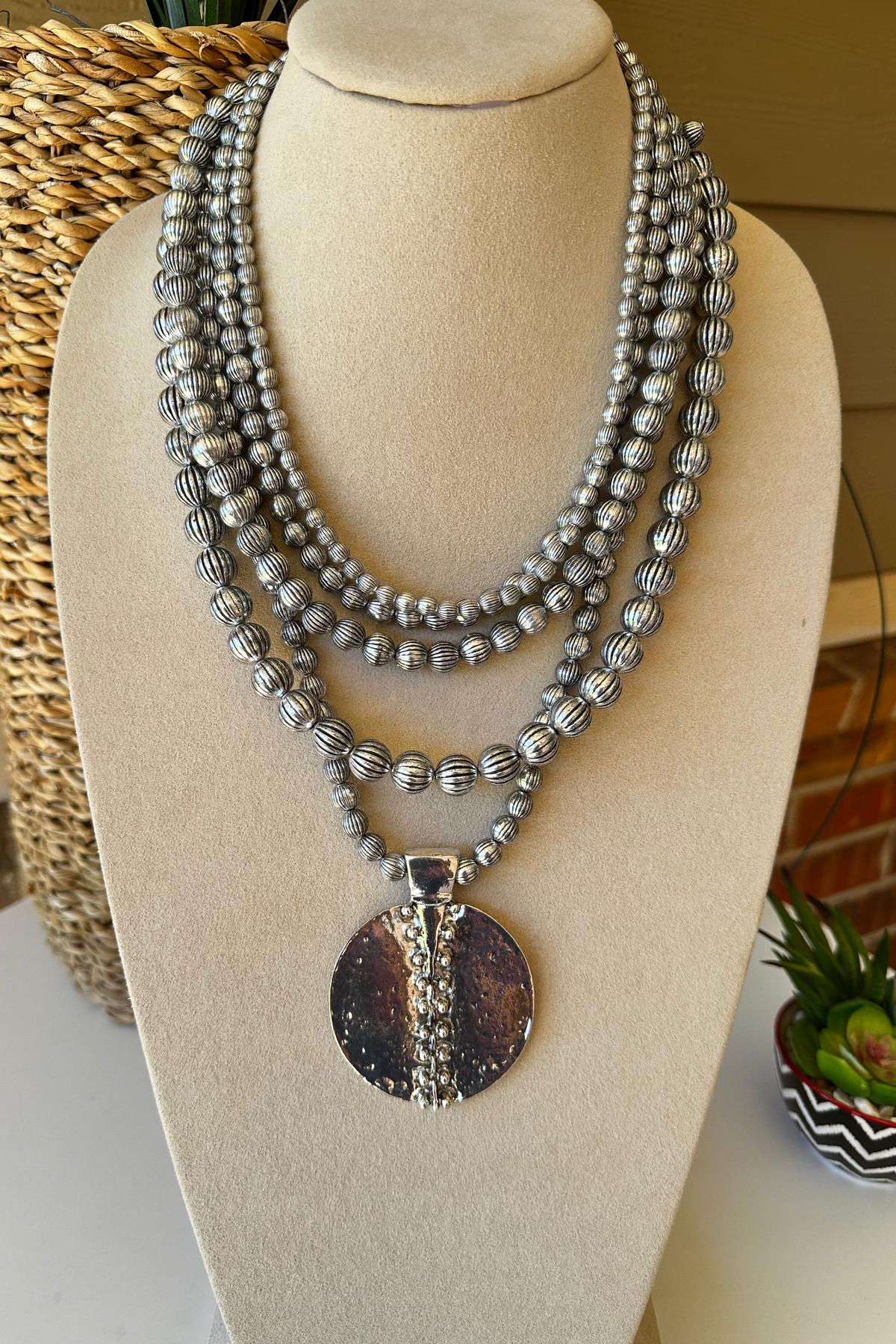 Multi Strand Disk Necklace - N041SI