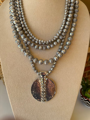 Multi Strand Disk Necklace - N041SI