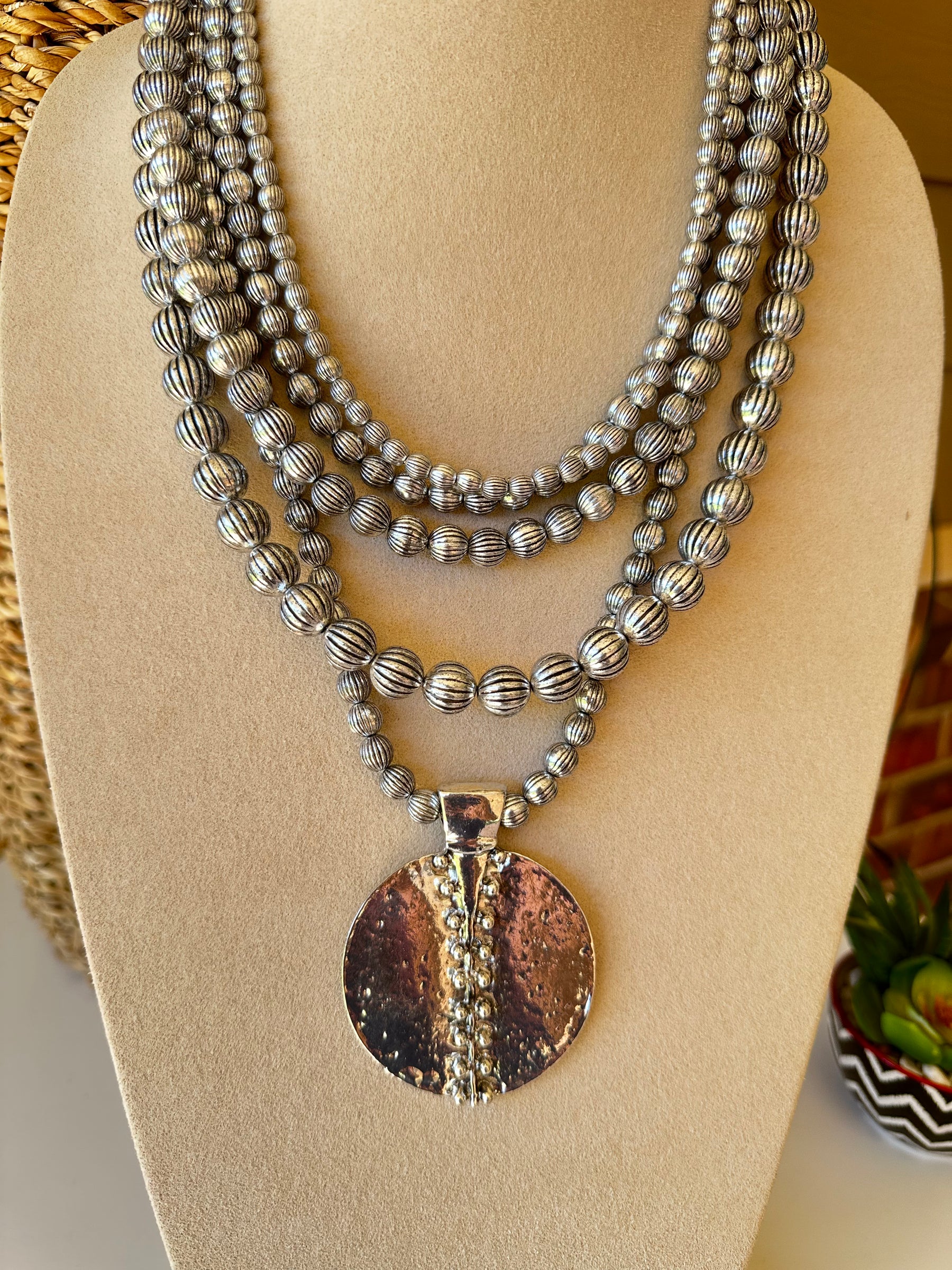 Multi Strand Disk Necklace - N041SI