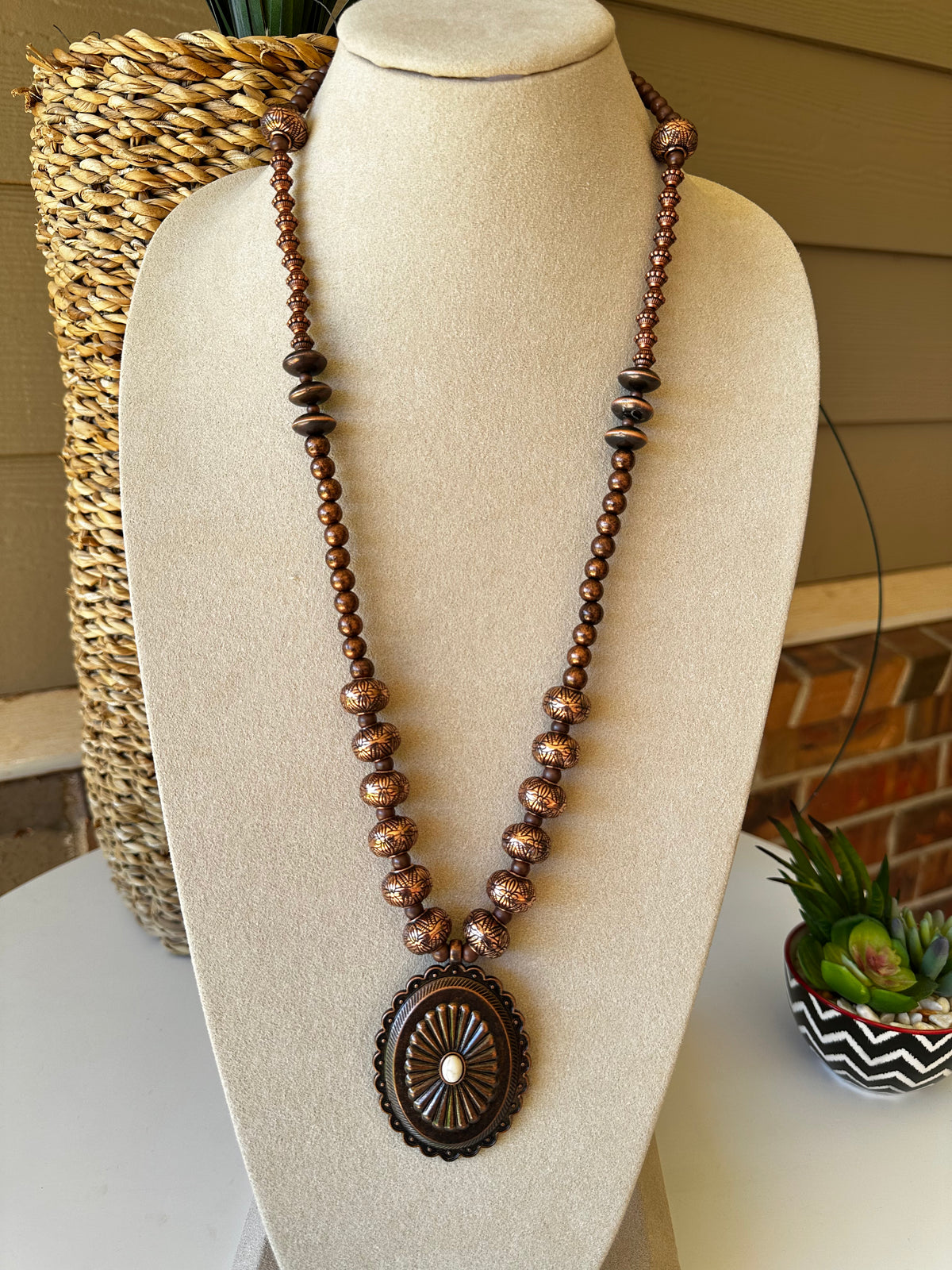 Copper Squash Blossom Concho Necklace - N016CO