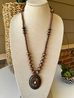 Copper Squash Blossom Concho Necklace - N016CO