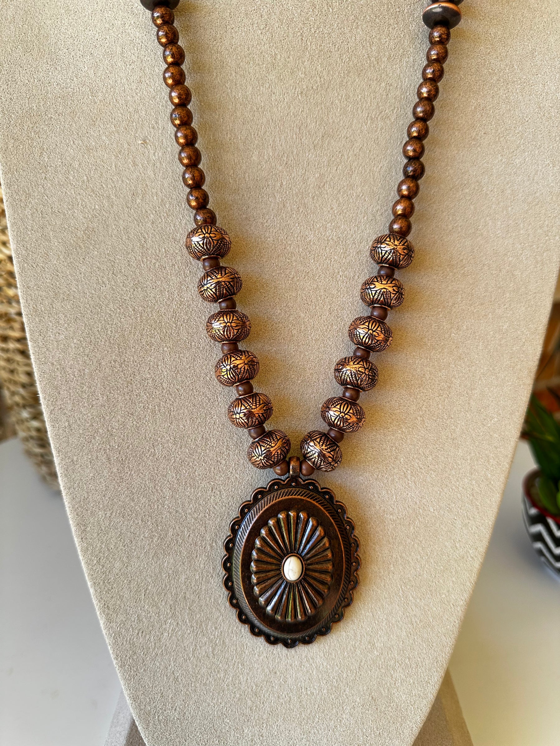 Copper Squash Blossom Concho Necklace - N016CO