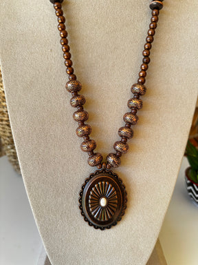 Copper Squash Blossom Concho Necklace - N016CO