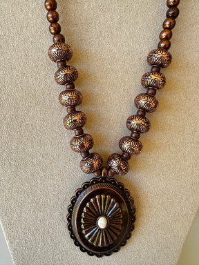 Copper Squash Blossom Concho Necklace - N016CO