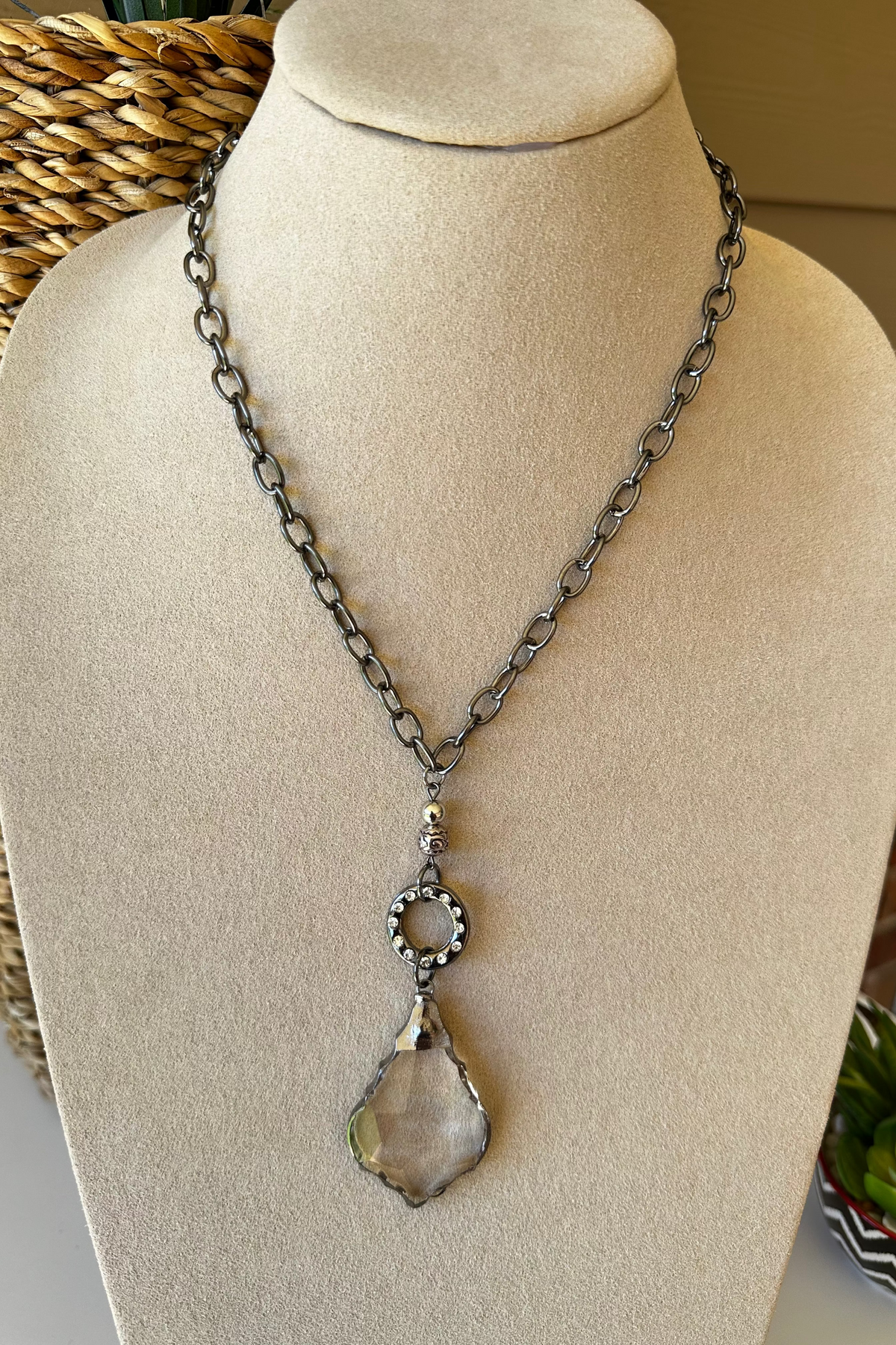 Glass Pendant Necklace - N036PW