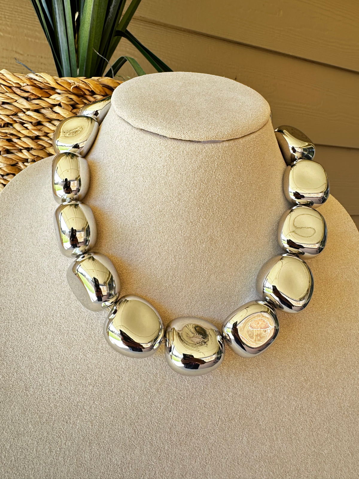 Silver Chunky Nugget Necklace - N053SI
