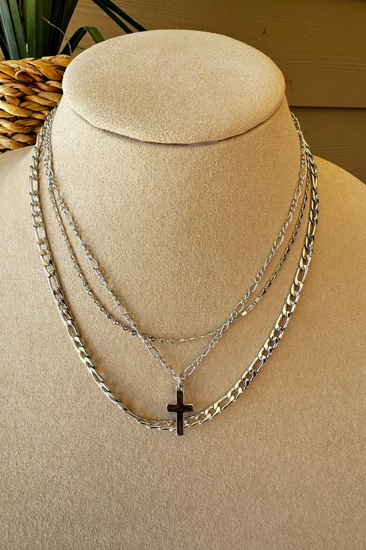 Silver Cross Multi Necklace - N044SI