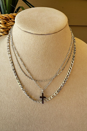 Silver Cross Multi Necklace - N044SI