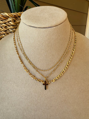 Gold Cross Multi Necklace - N045GO