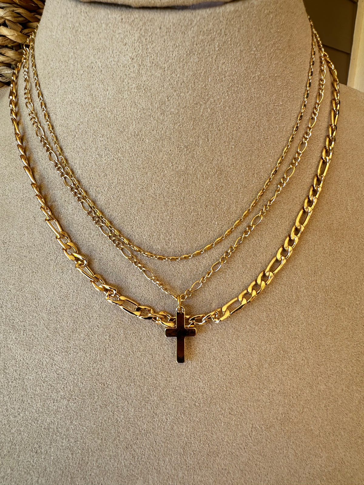 Gold Cross Multi Necklace - N045GO