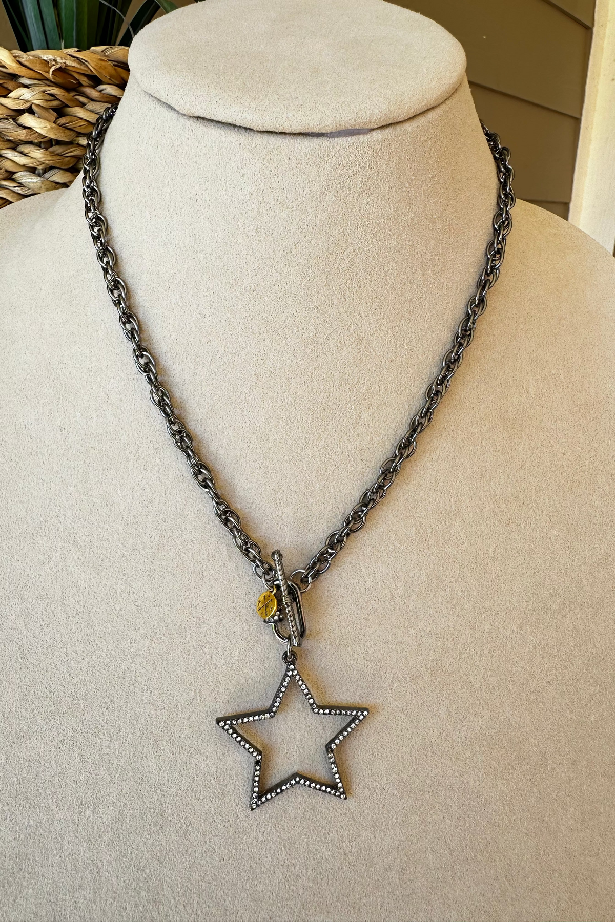 Pewter Bling Star Necklace - N035PW
