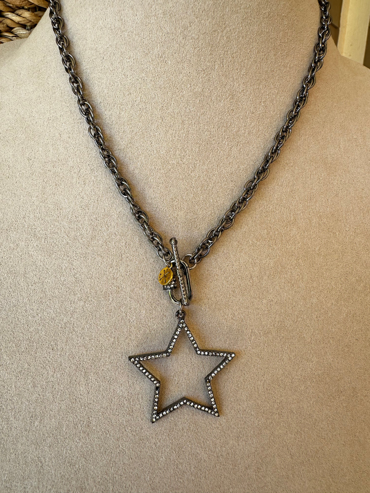 Pewter Bling Star Necklace - N035PW