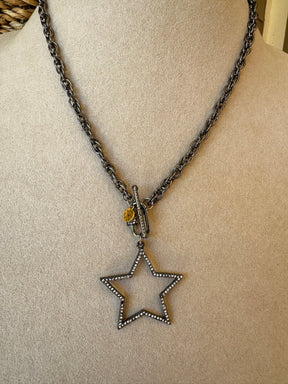 Pewter Bling Star Necklace - N035PW