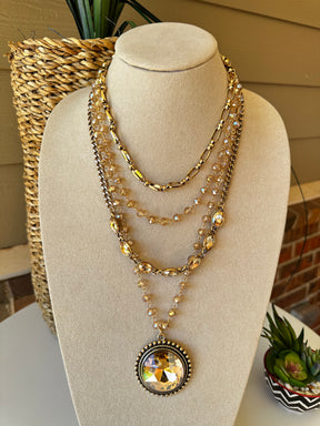Gold Beaded Layer Necklace - N019GO