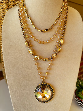 Gold Beaded Layer Necklace - N019GO