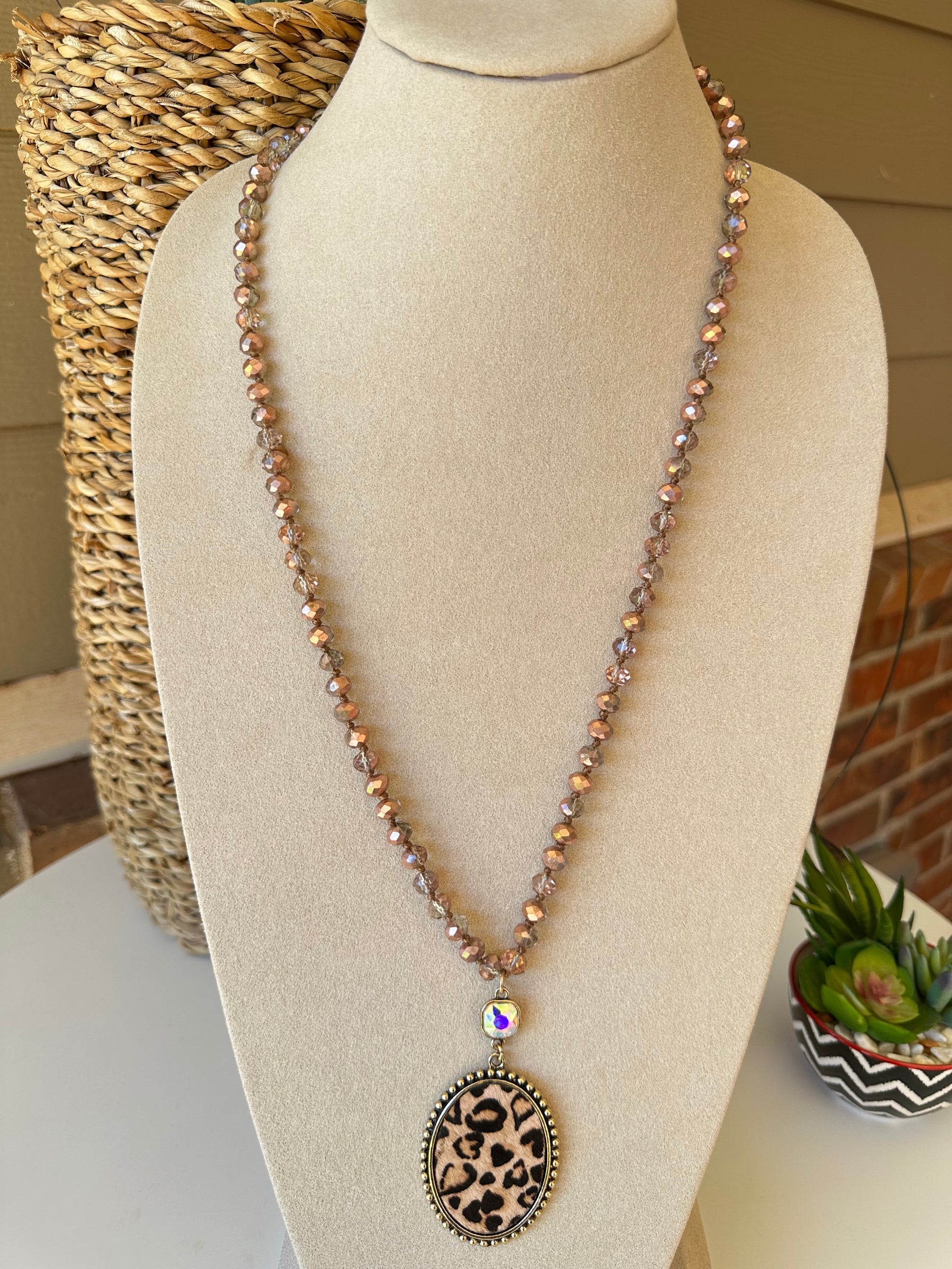 Animal Print Beaded Necklace - N020LE
