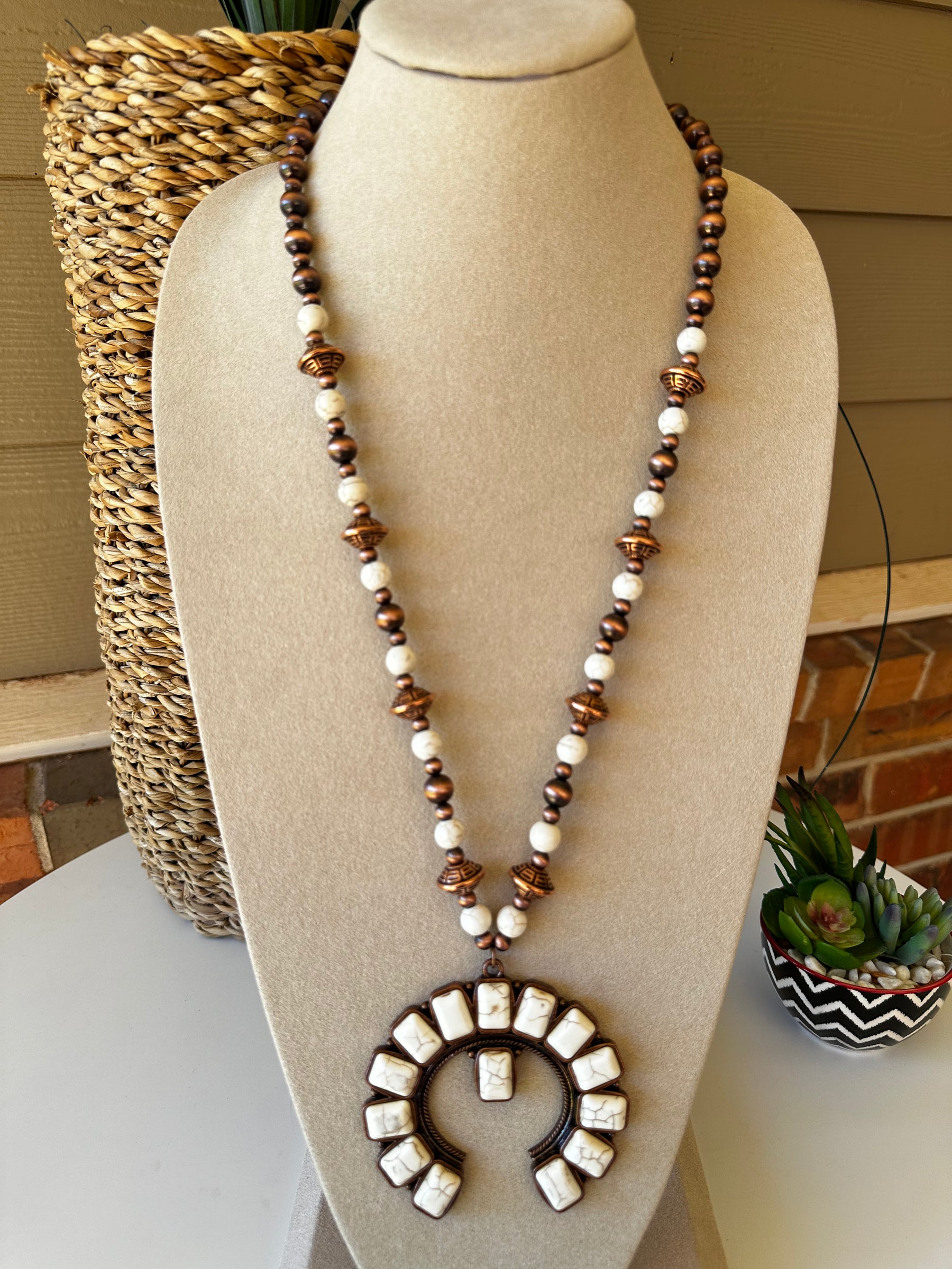Ivory Squash Blossom Concho Necklace - N017IV