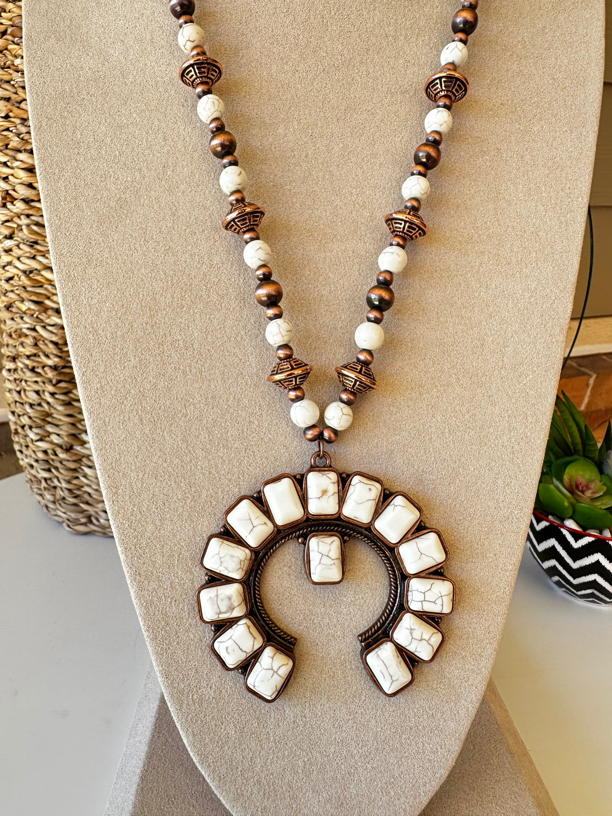 Ivory Squash Blossom Concho Necklace - N017IV