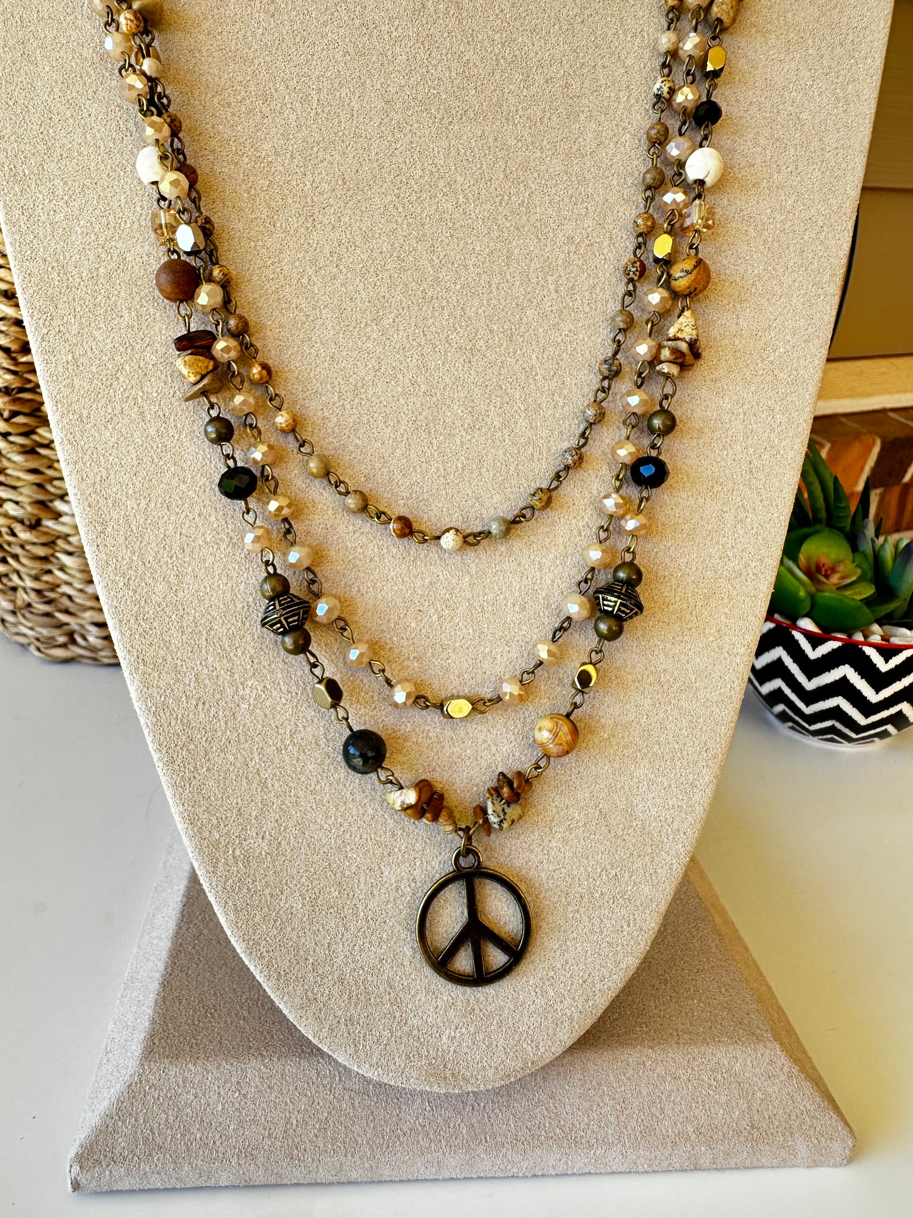 Multi Strand Peace Necklace - N007MU