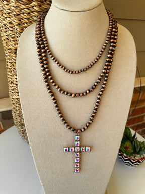 Copper Double Strand Cross Necklace - N014CO