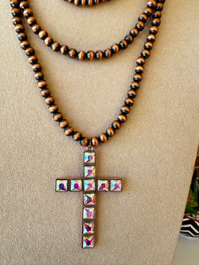 Copper Double Strand Cross Necklace - N014CO