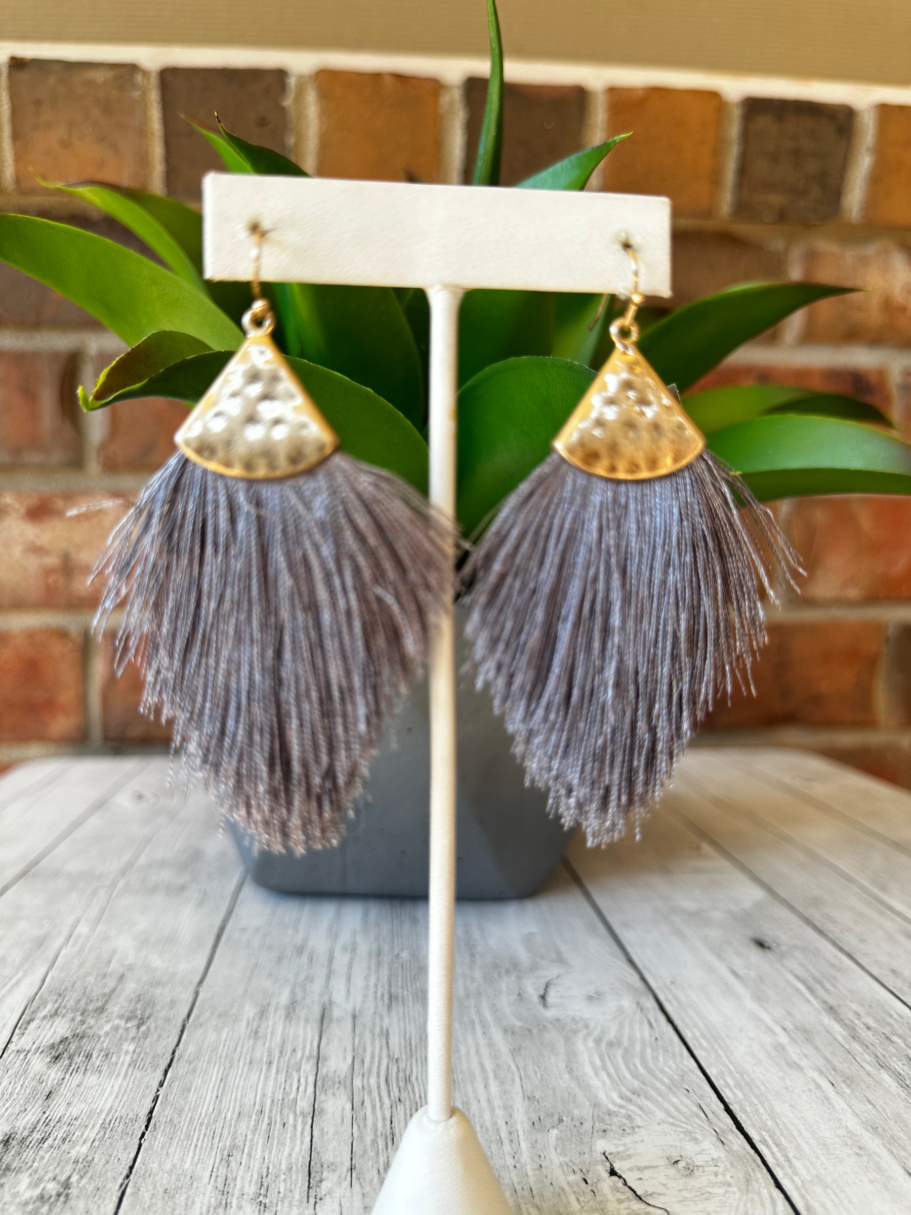 Hammered Fringe Earrings - E008 (11 Colors)