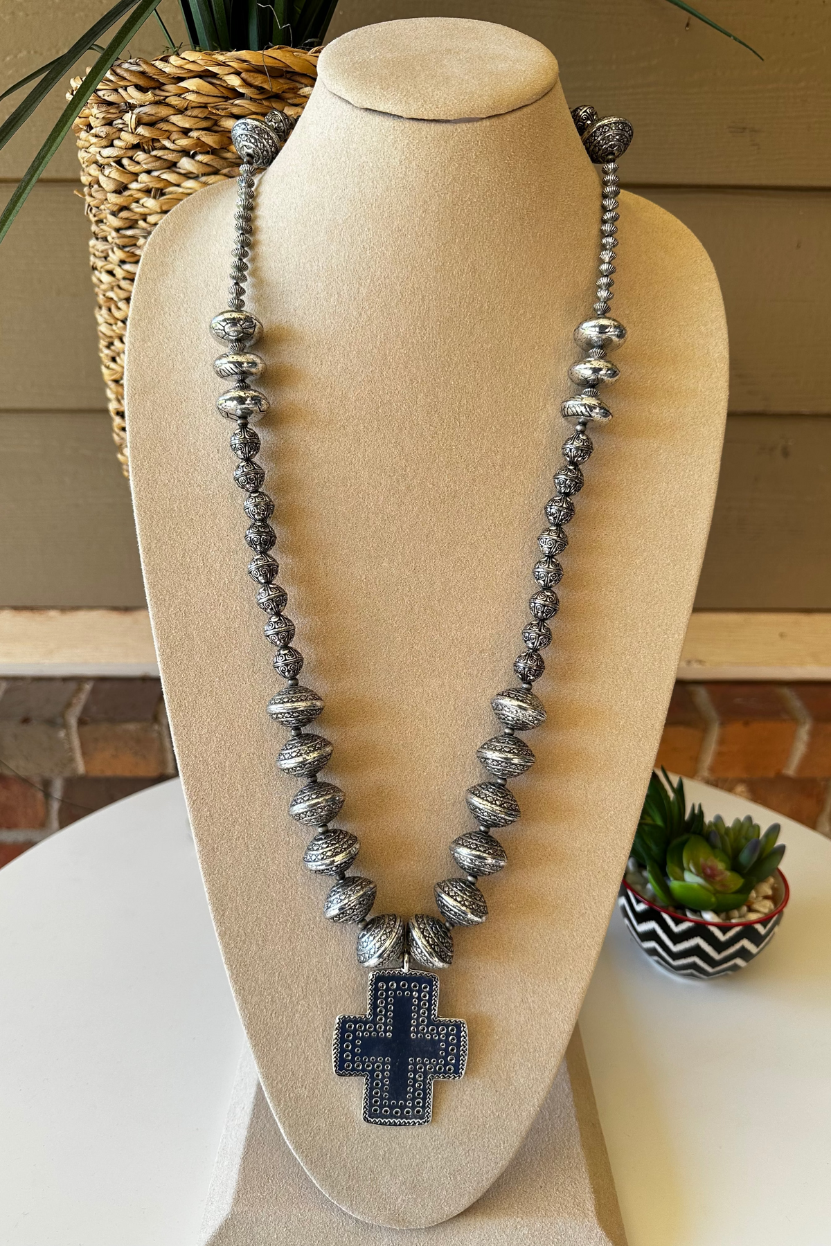 Antique Silver Cross Necklace - N056AS