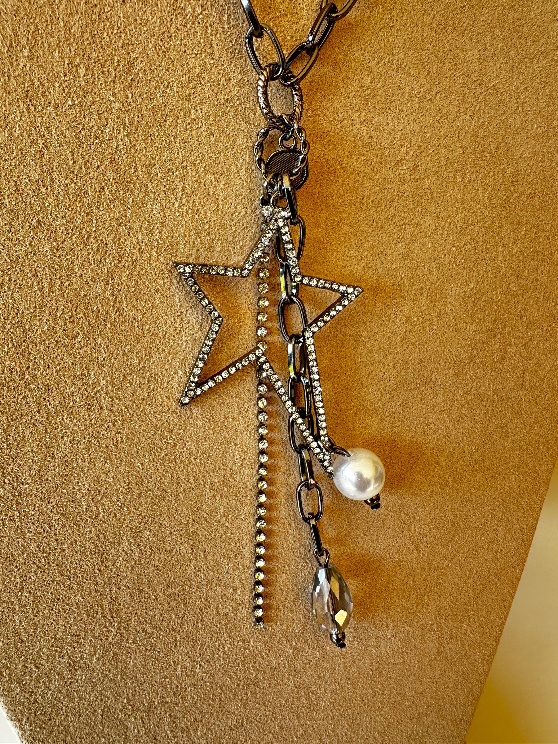 Bling Star And Charm Necklace - N058SI