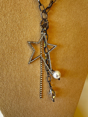 Bling Star And Charm Necklace - N058SI