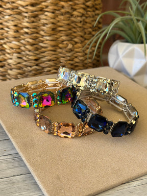 Crystal Cluster Jeweled Stretch Bracelet (4 Colors) - B040