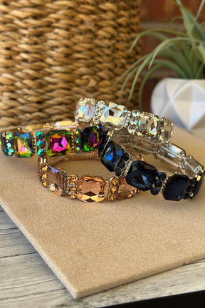 Crystal Cluster Jeweled Stretch Bracelet (4 Colors) - B040