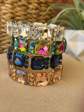 Crystal Cluster Jeweled Stretch Bracelet (4 Colors) - B040