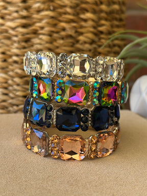 Crystal Cluster Jeweled Stretch Bracelet (4 Colors) - B040