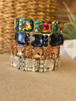 Crystal Cluster Jeweled Stretch Bracelet (4 Colors) - B040