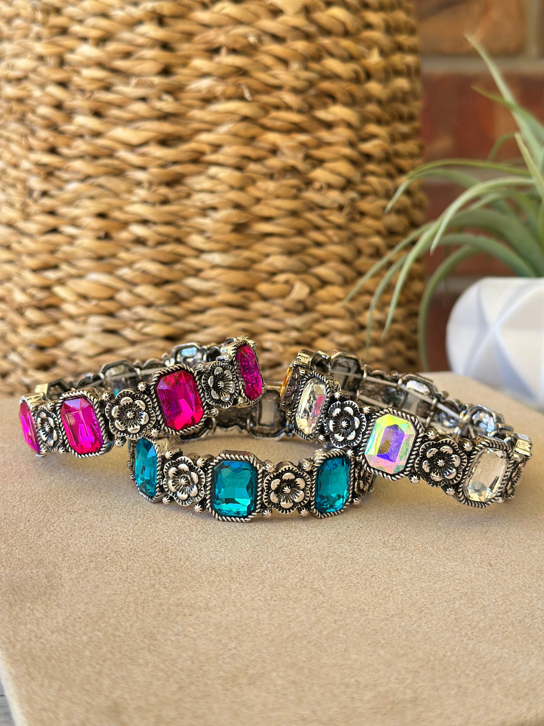 Floral Jeweled Bracelet (3 Colors) - B037