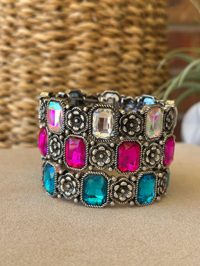 Floral Jeweled Bracelet (3 Colors) - B037